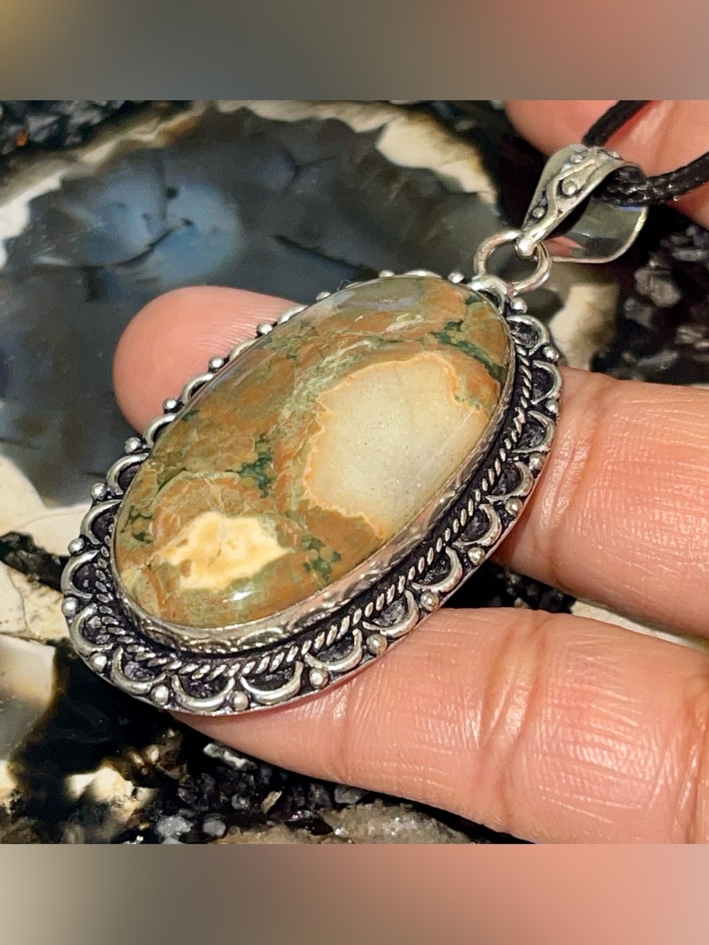 Rainforest Jasper Rhyolite Pendant 2 1/2”